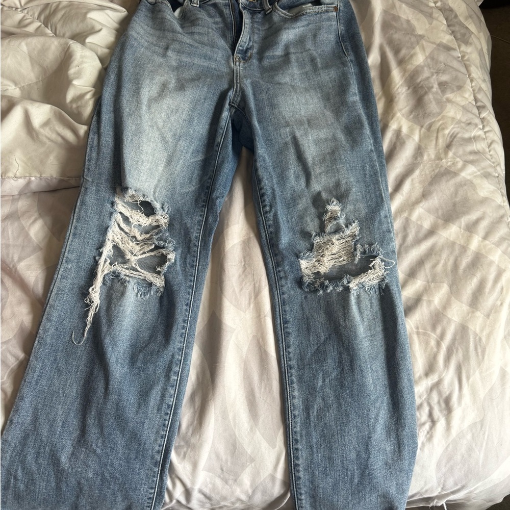 Judy Blue Light Blue Distressed Boyfriend Jeans